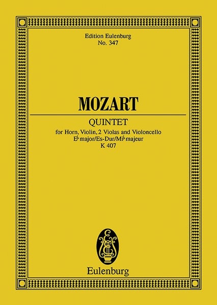 Mozart: Quintet Eb major KV 407 (Study Score) published by Eulenburg